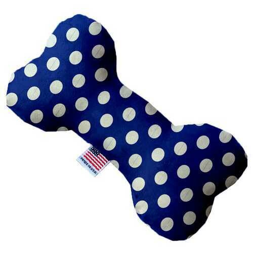 Bright Blue Swiss Dots 8 Inch Bone Dog Toy