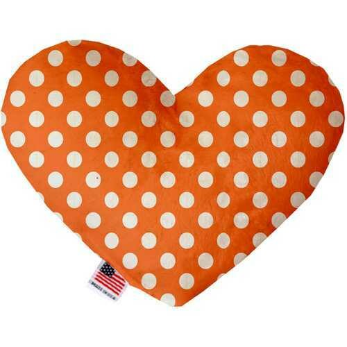 Melon Orange Swiss Dots 6 Inch Heart Dog Toy