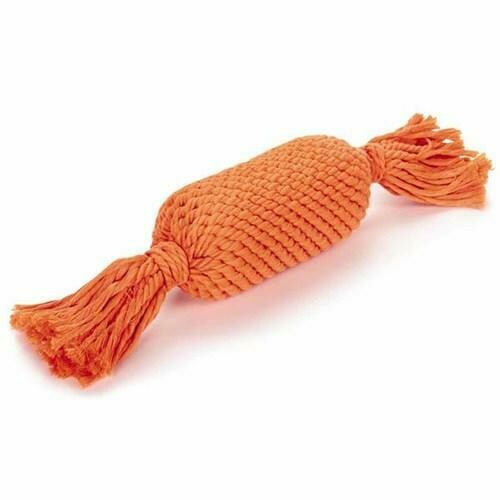 Grriggles Ruff Rope Squeaker Tosser Dog Toy - Orange