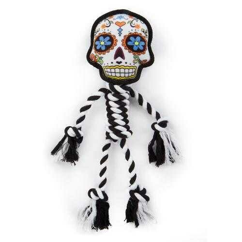 goDog Sugar Skulls Rope Dog Toy - Large White