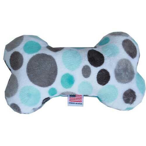 6&quot; Plush Bone Dog Toy Aqua Party Dots
