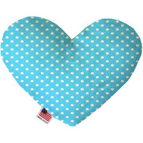 Aqua Polka Dots 6 inch Heart Dog Toy