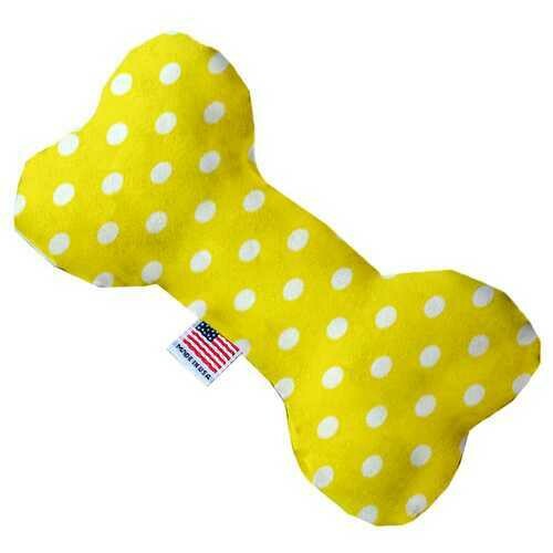 Yellow Polka Dots 10 inch Bone Dog Toy