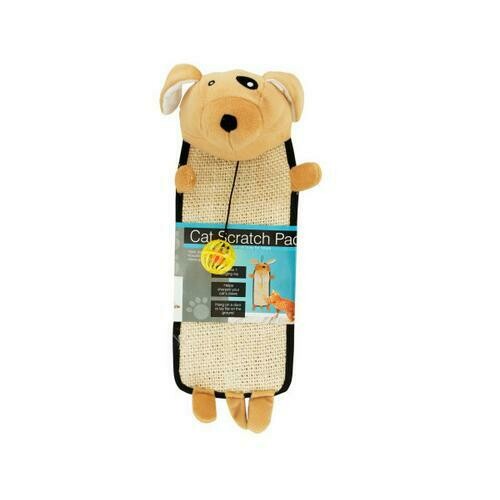 Plush Dog Shaped Cat Scratch Pad with Dangle Toy ( Case of 1 )