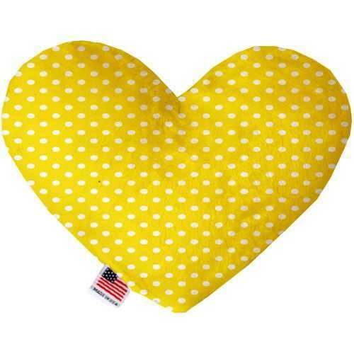 Yellow Polka Dots 6 inch Heart Dog Toy