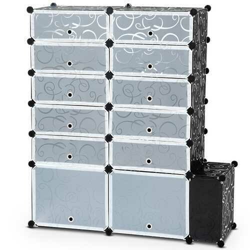 DIY 13 Cube 24 Pair Space Saving Portable Shoe Storage Cabinet