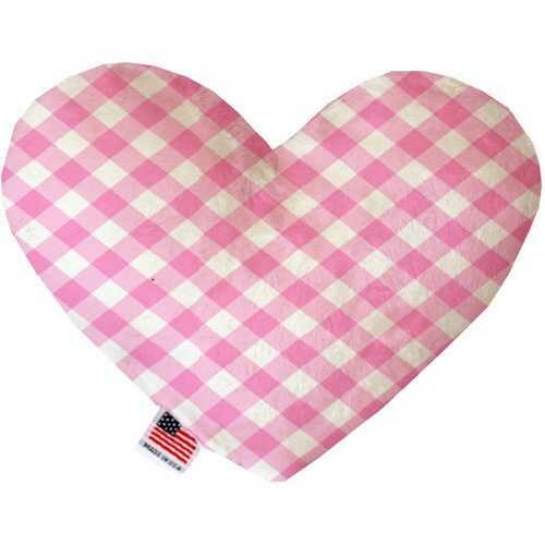 Baby Pink Plaid 8 inch Heart Dog Toy