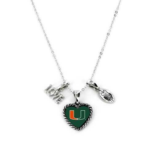 Miami Hurricanes Necklace Charmed Sport Love Football