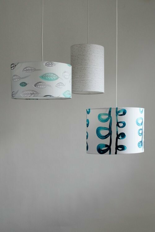 Handcrafted Linen Cotton Lampshade in Loop Vertical | Winter Blues- Custom Montreal Design