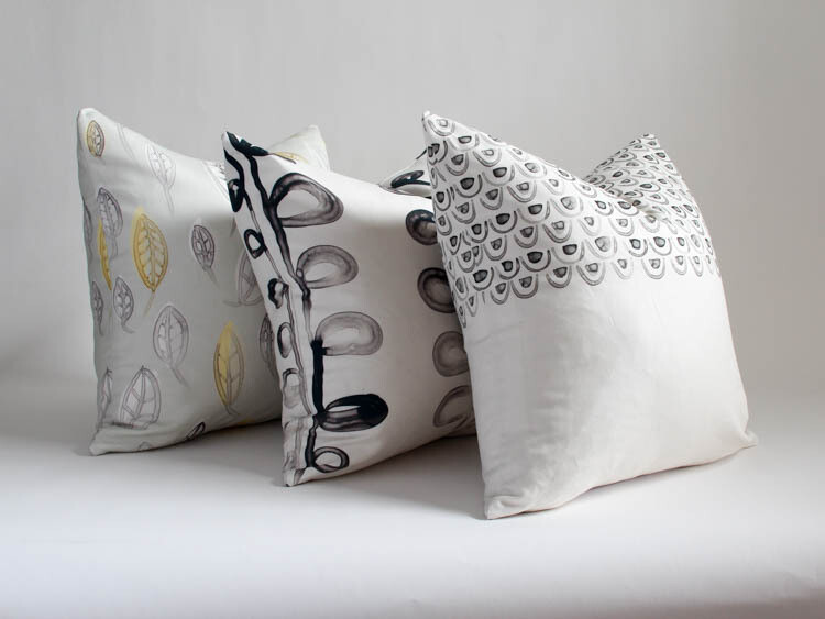 Handcrafted Linen Cotton Lampshade in Leaves | Winter Sun- Custom Montreal Design