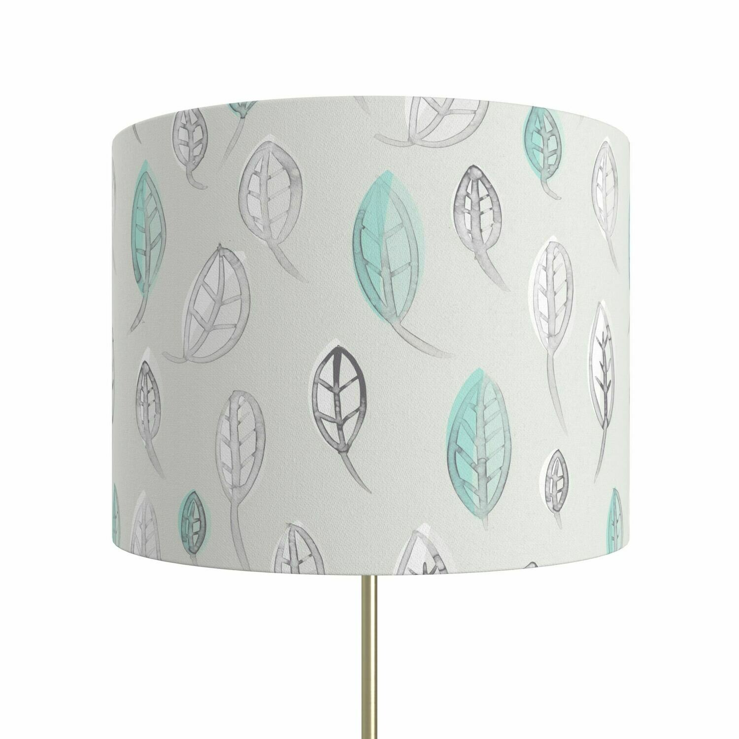 Handcrafted Linen Cotton Lampshade in Leaves | Winter Blues- Custom Montreal Design
