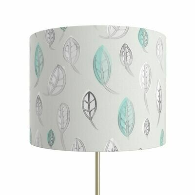 Handcrafted Linen Cotton Lampshade in Leaves | Winter Blues- Custom Montreal Design