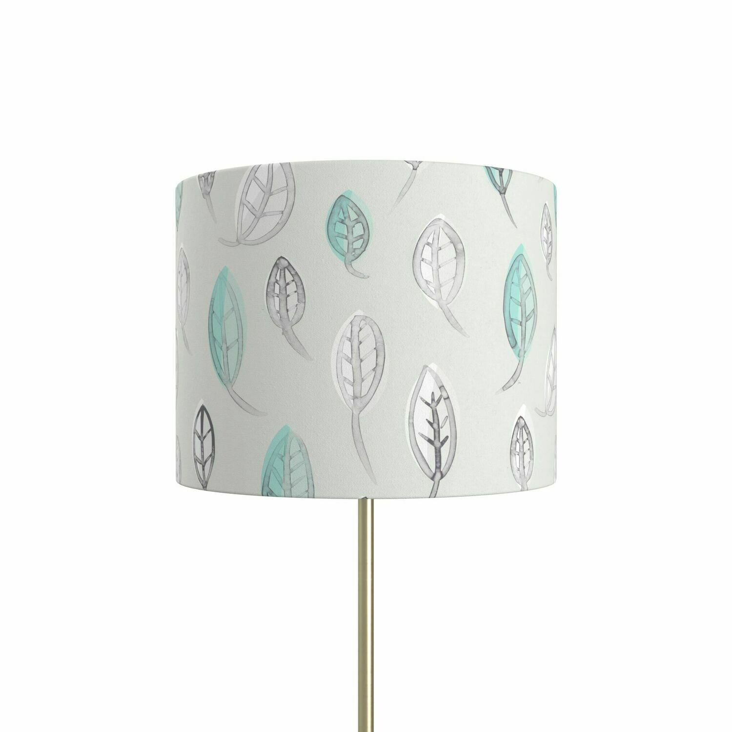 Handcrafted Linen Cotton Lampshade in Leaves | Winter Blues- Custom Montreal Design