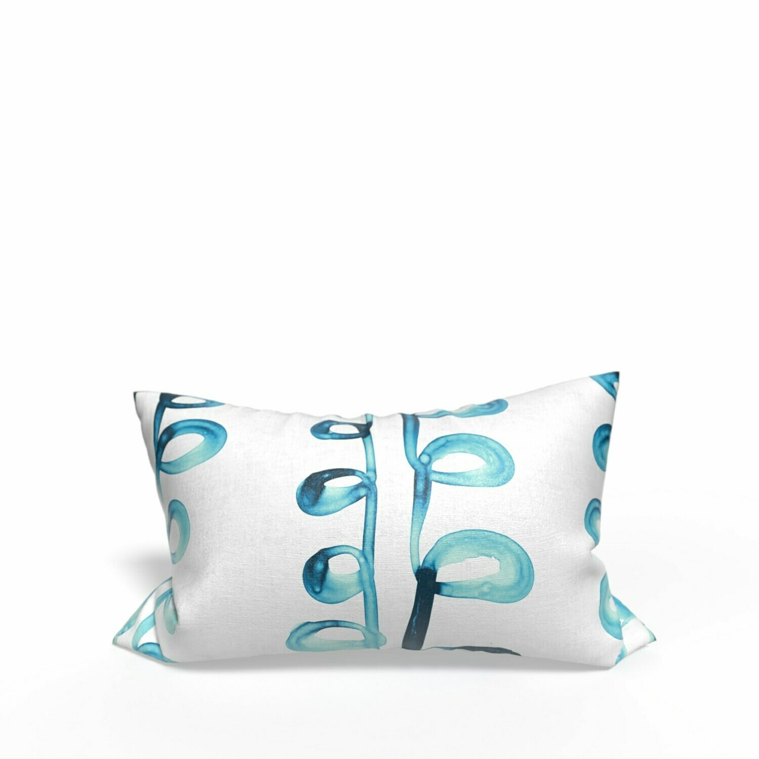 Linen Cotton Decorative Pillow - Pillow in Loop Vertical | Winter Blues Pattern - Handcrafted Montreal