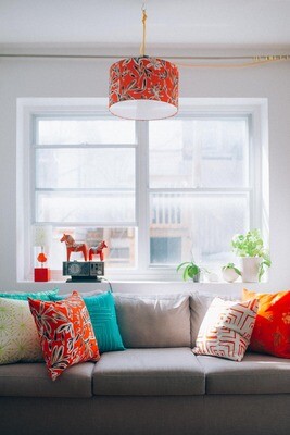 Handcrafted Linen Cotton Lampshade in Ficus Scatter | Pounce- Custom Montreal Design