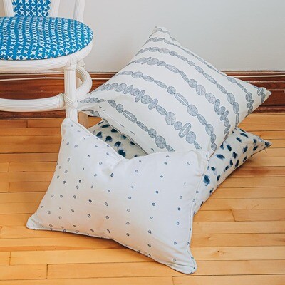 Linen Cotton Decorative Pillow - Dose | Indigo Pattern - Handcrafted Montreal