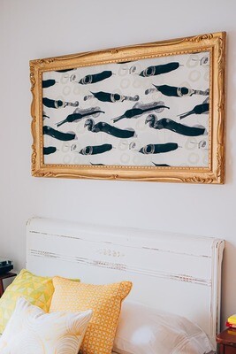 Linen Cotton Decorative Pillow - Swim | Cream Pattern - Handcrafted Montreal
