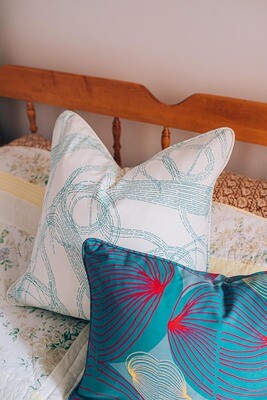 Linen Cotton Decorative Pillow - Swell | Mint Pattern - Handcrafted Montreal
