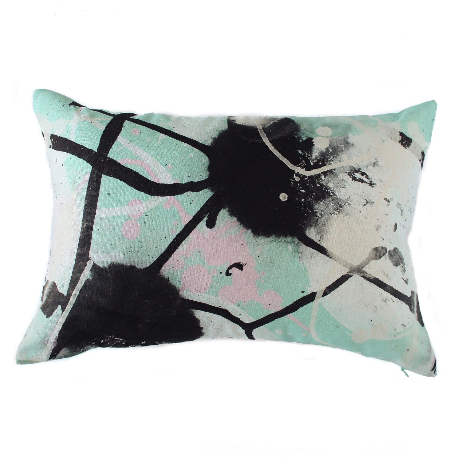 Linen Cotton Decorative Pillow - Suss | Mint Pattern - Handcrafted Montreal