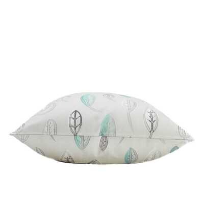 Linen Cotton Decorative Pillow - Pillow in Leaves | Winter Blues Pattern - Handcrafted Montreal