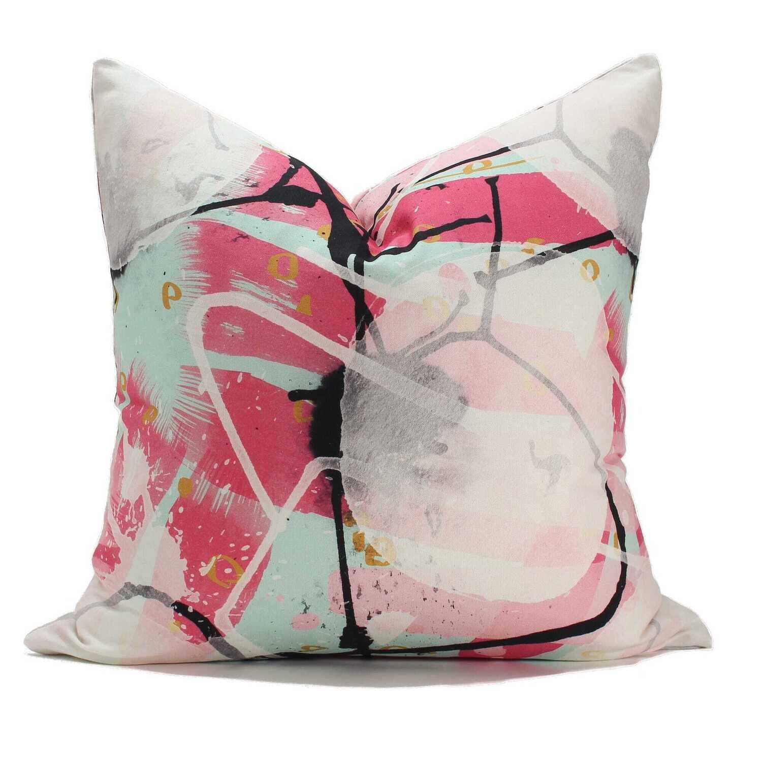 Linen Cotton Decorative Pillow - Fritz | Gumball Pattern - Handcrafted Montreal