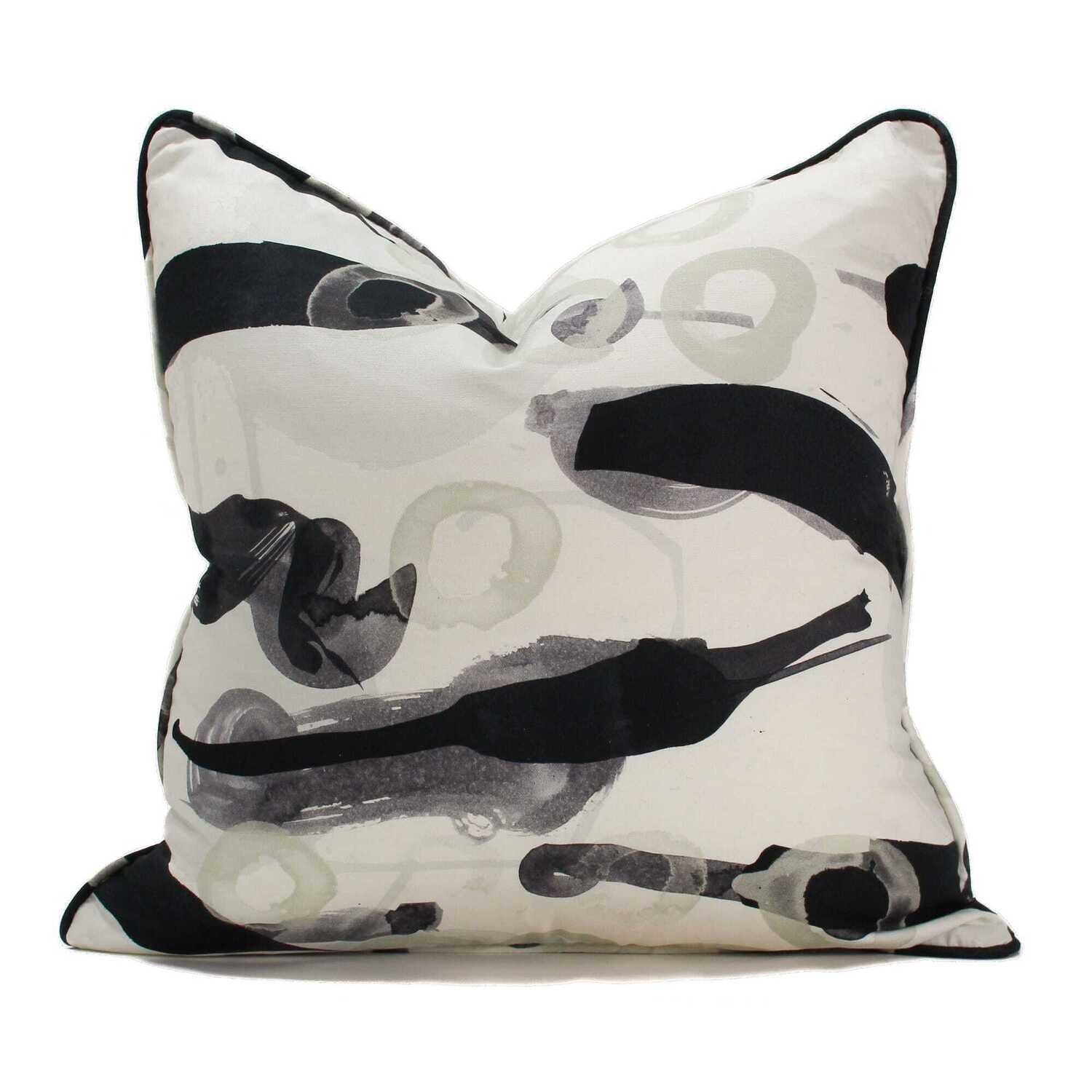Linen Cotton Decorative Pillow - Swim | Cream Pattern - Handcrafted Montreal