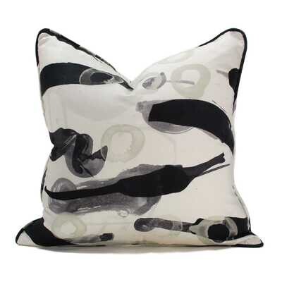 Linen Cotton Decorative Pillow - Swim | Cream Pattern - Handcrafted Montreal