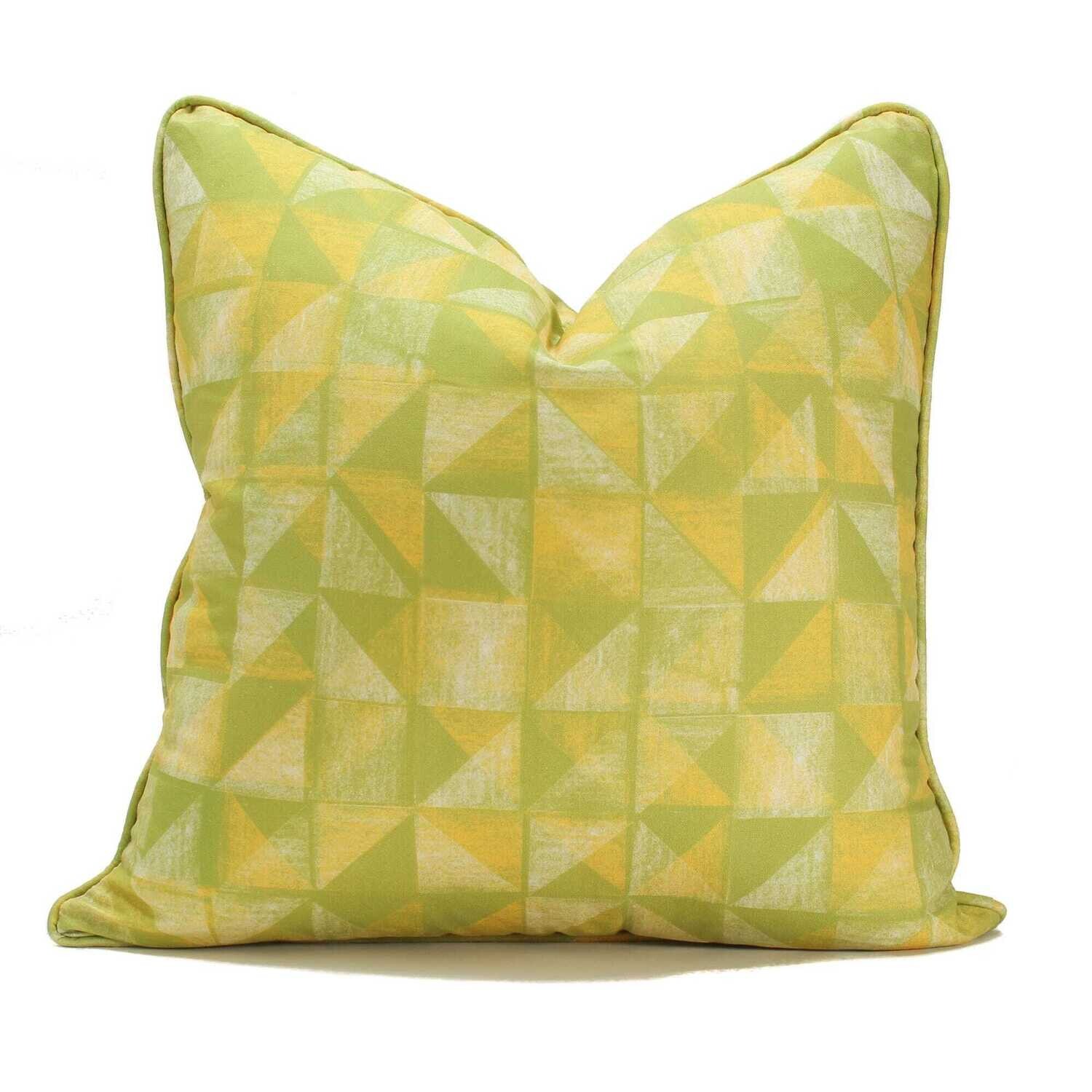 Linen Cotton Decorative Pillow - Tile | Citron Pattern - Handcrafted Montreal