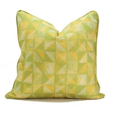 Linen Cotton Decorative Pillow - Tile | Citron Pattern - Handcrafted Montreal