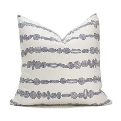 Linen Cotton Decorative Pillow - Flint | Navy Pattern - Handcrafted Montreal