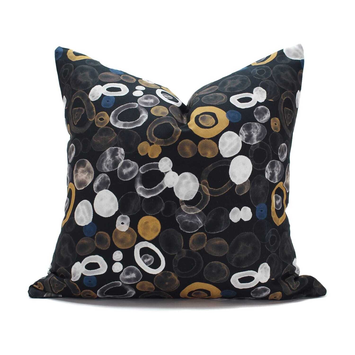 Linen Cotton Decorative Pillow - Pillow in Jewels Pattern - Handcrafted Montreal