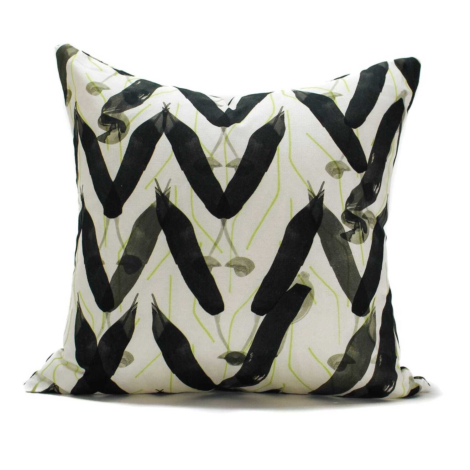 Linen Cotton Decorative Pillow - Pillow in Milkweed | Dusk Pattern - Handcrafted Montreal