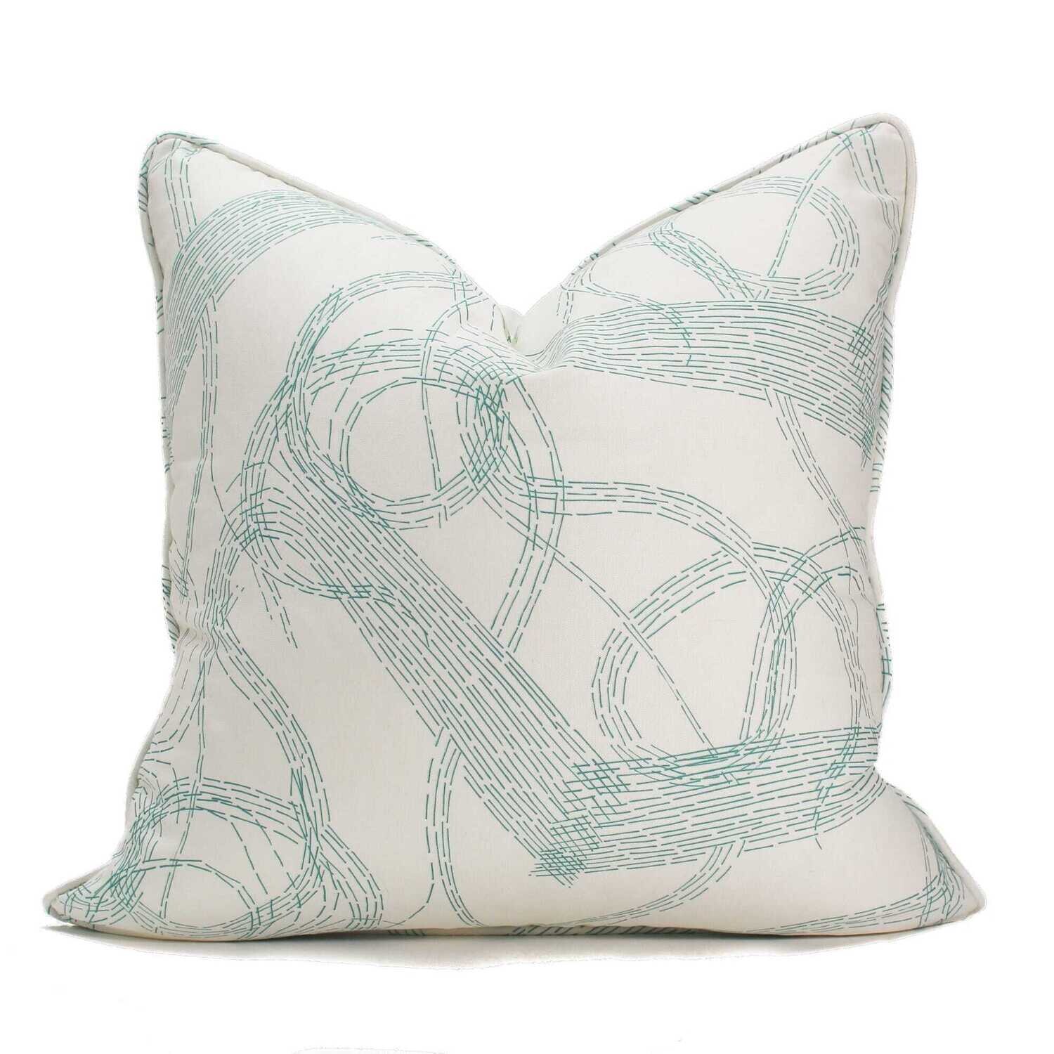 Linen Cotton Decorative Pillow - Swell | Mint Pattern - Handcrafted Montreal