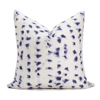 Linen Cotton Decorative Pillow - Smudge | Indigo Pattern - Handcrafted Montreal