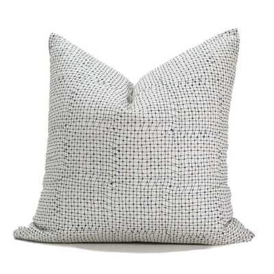 Linen Cotton Decorative Pillow - Trapeze | Navy Pattern - Handcrafted Montreal