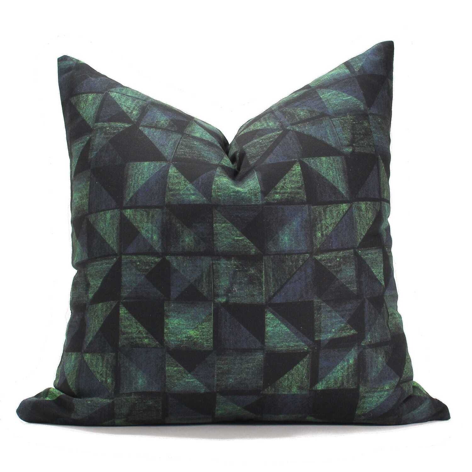Linen Cotton Decorative Pillow - Tile | Forest Pattern - Handcrafted Montreal