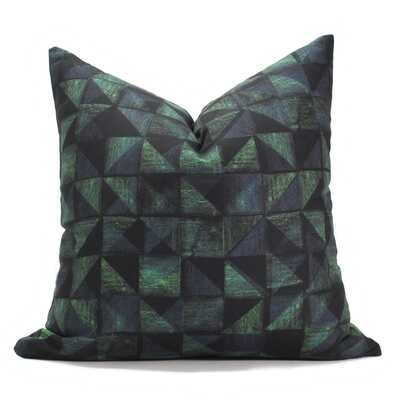 Linen Cotton Decorative Pillow - Tile | Forest Pattern - Handcrafted Montreal