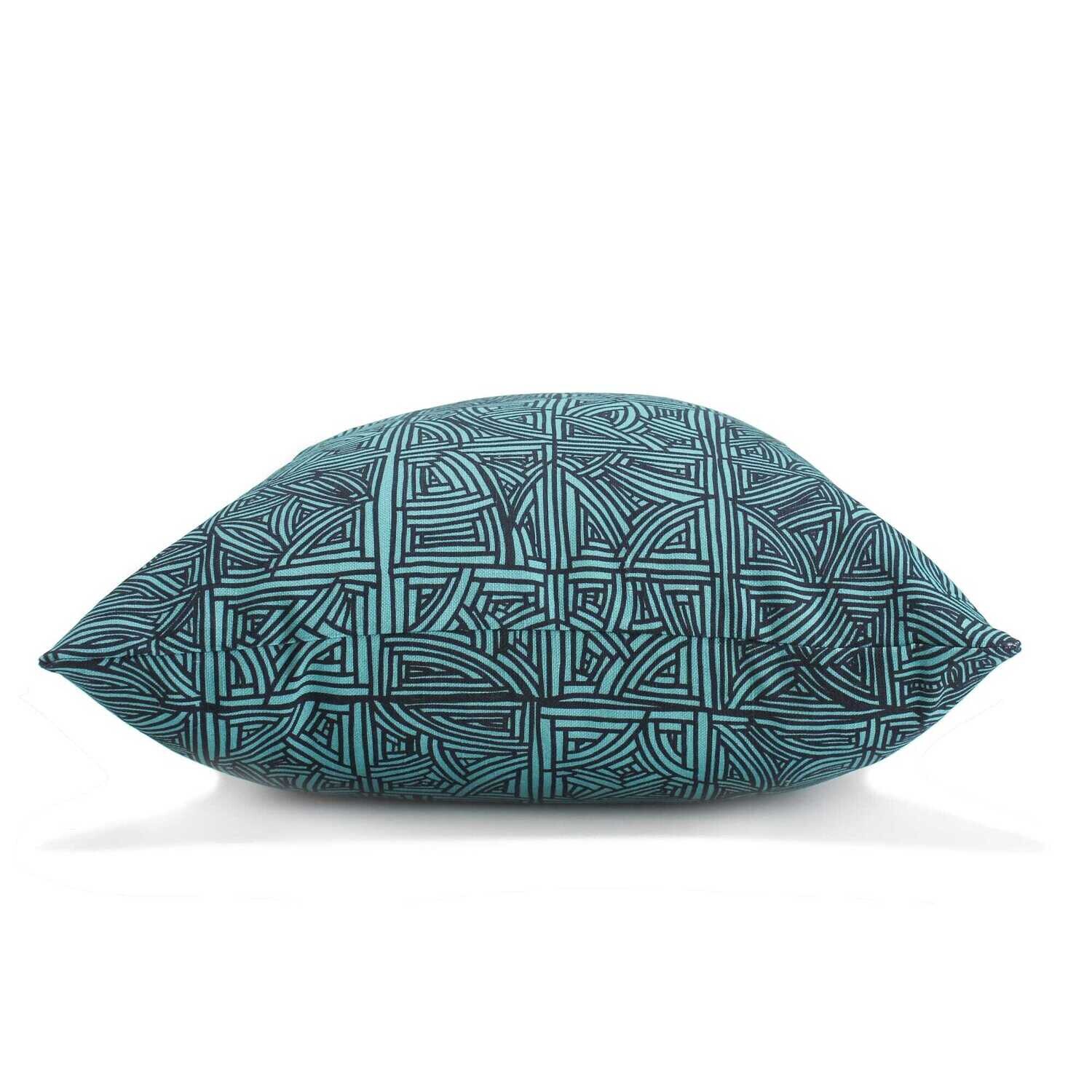 Organic Linen Decorative Pillow - Handbasket  | Lake Pillow Pattern - Handcrafted Montreal