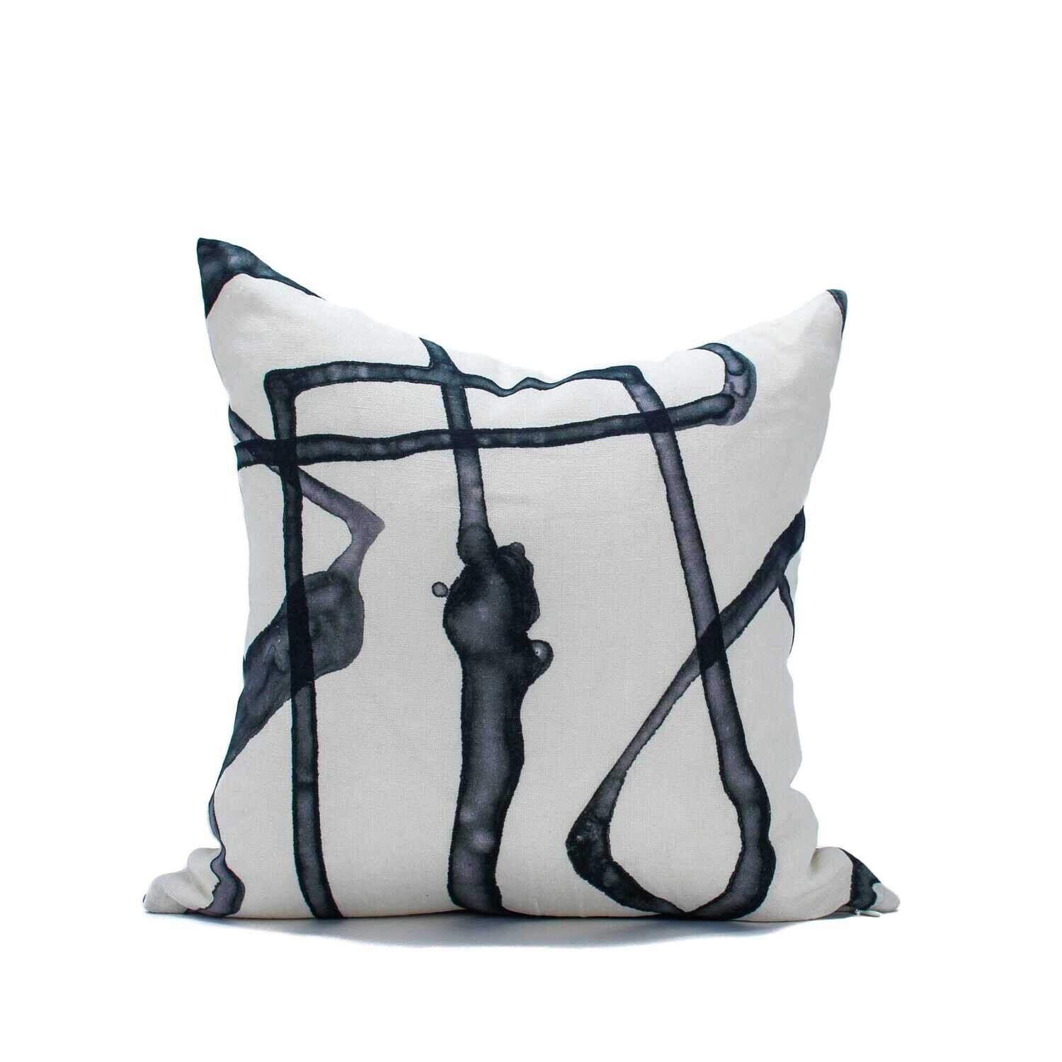 Organic Linen Decorative Pillow - Spill Pillow Pattern - Handcrafted Montreal