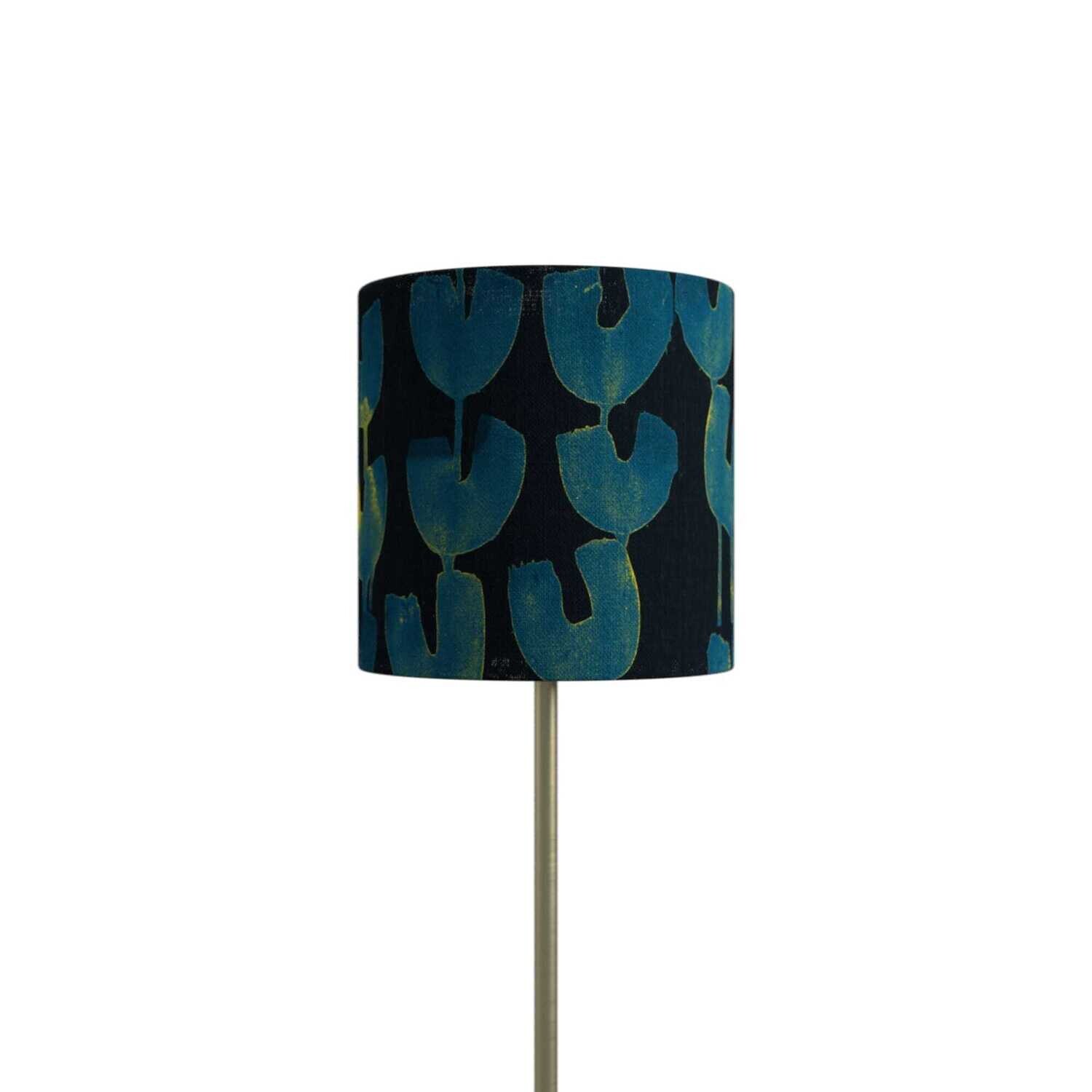 Handcrafted Organic Linen Lampshade - Tulips | Lake Pattern -  Custom Montreal Design