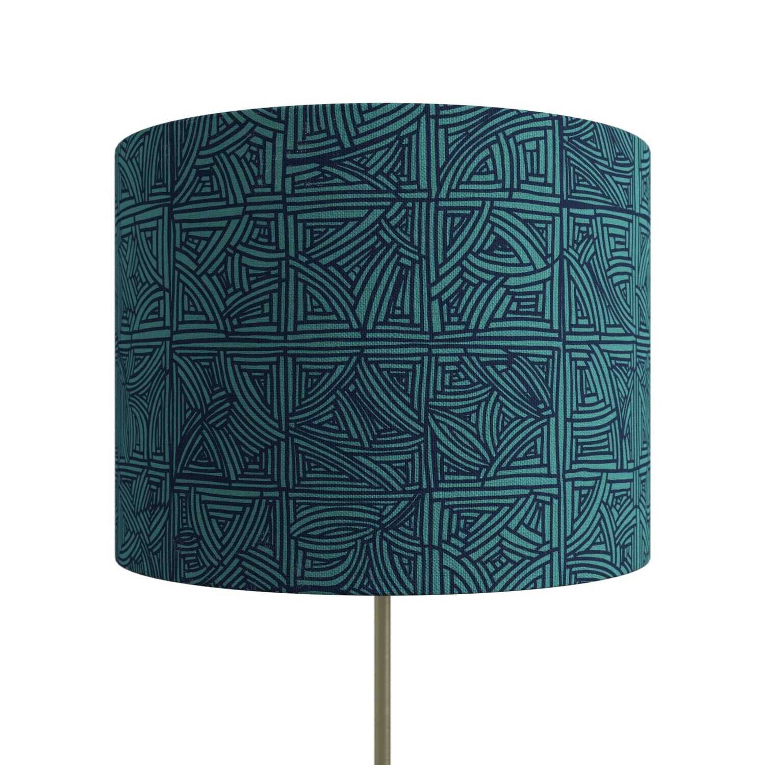 Handcrafted Organic Linen Lampshade - Handbasket  | Lake Pattern -  Custom Montreal Design
