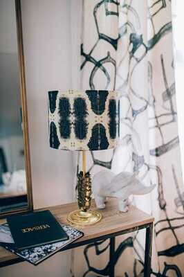 Handcrafted Organic Linen Lampshade - Episodic | Mono Pattern -  Custom Montreal Design