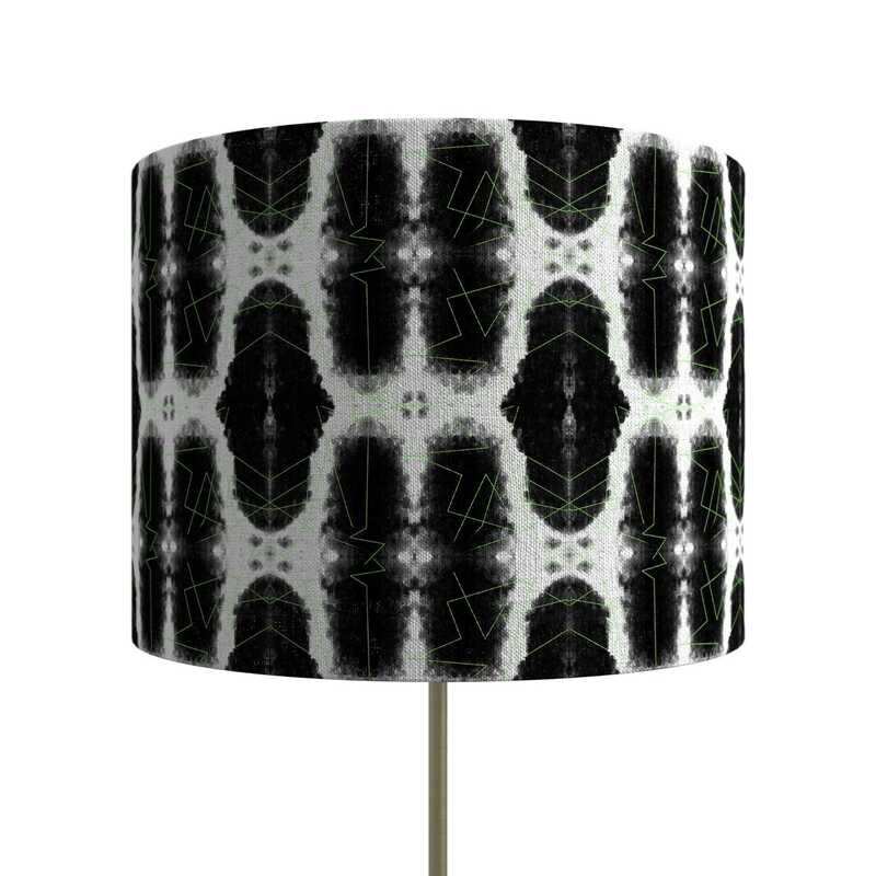 Handcrafted Organic Linen Lampshade - Episodic | Mono Pattern -  Custom Montreal Design