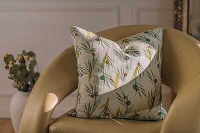 Organic Linen Decorative Pillow - Daphne | Meadow Pillow Pattern - Handcrafted Montreal