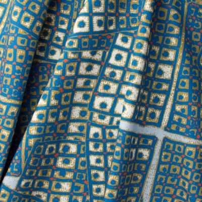 Quiver River Flame geometric fabric with deep contrast effect on cotton-linen