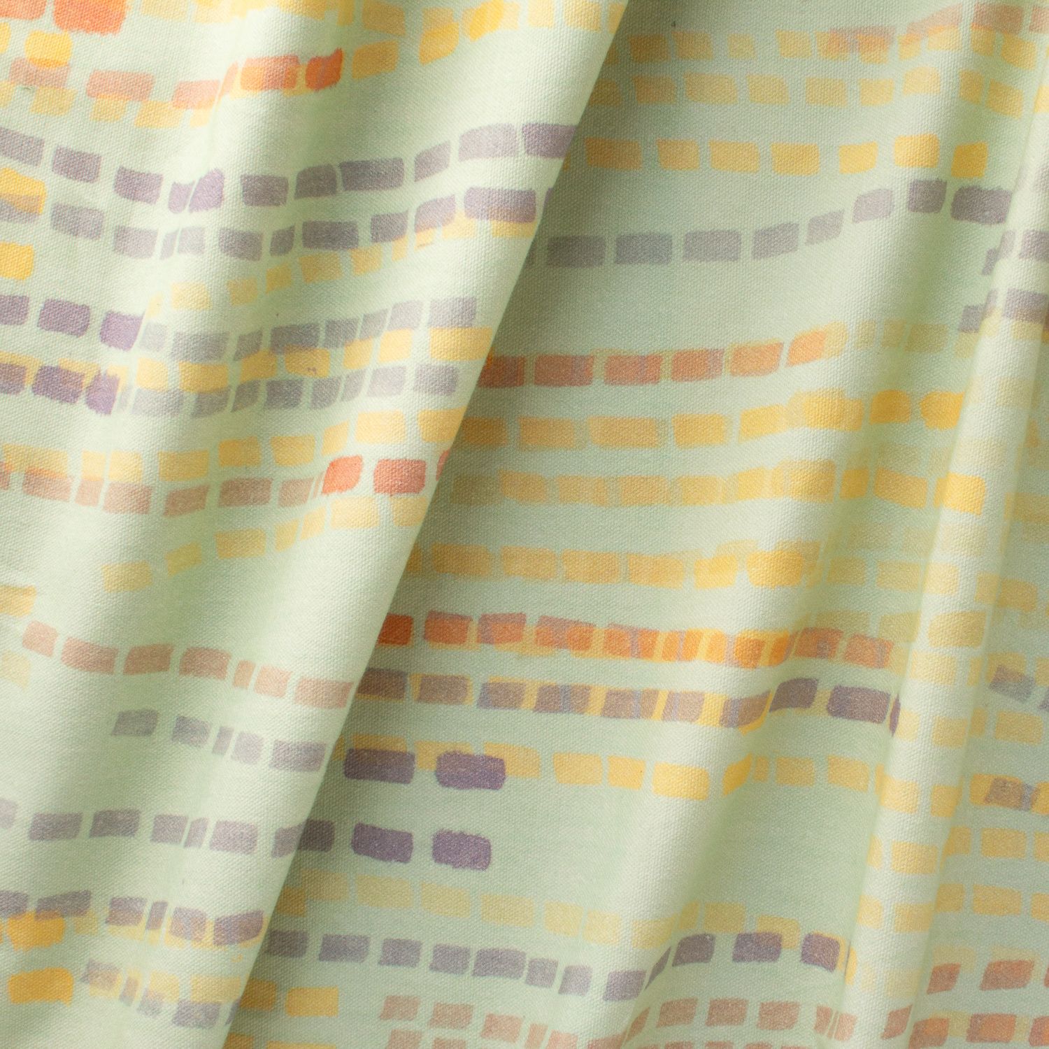 Swan Flame fabric pattern on cotton-linen showing flowing vertical design in orange