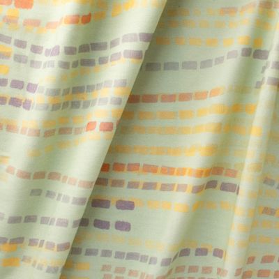 Swan Flame fabric pattern on cotton-linen showing flowing vertical design in orange