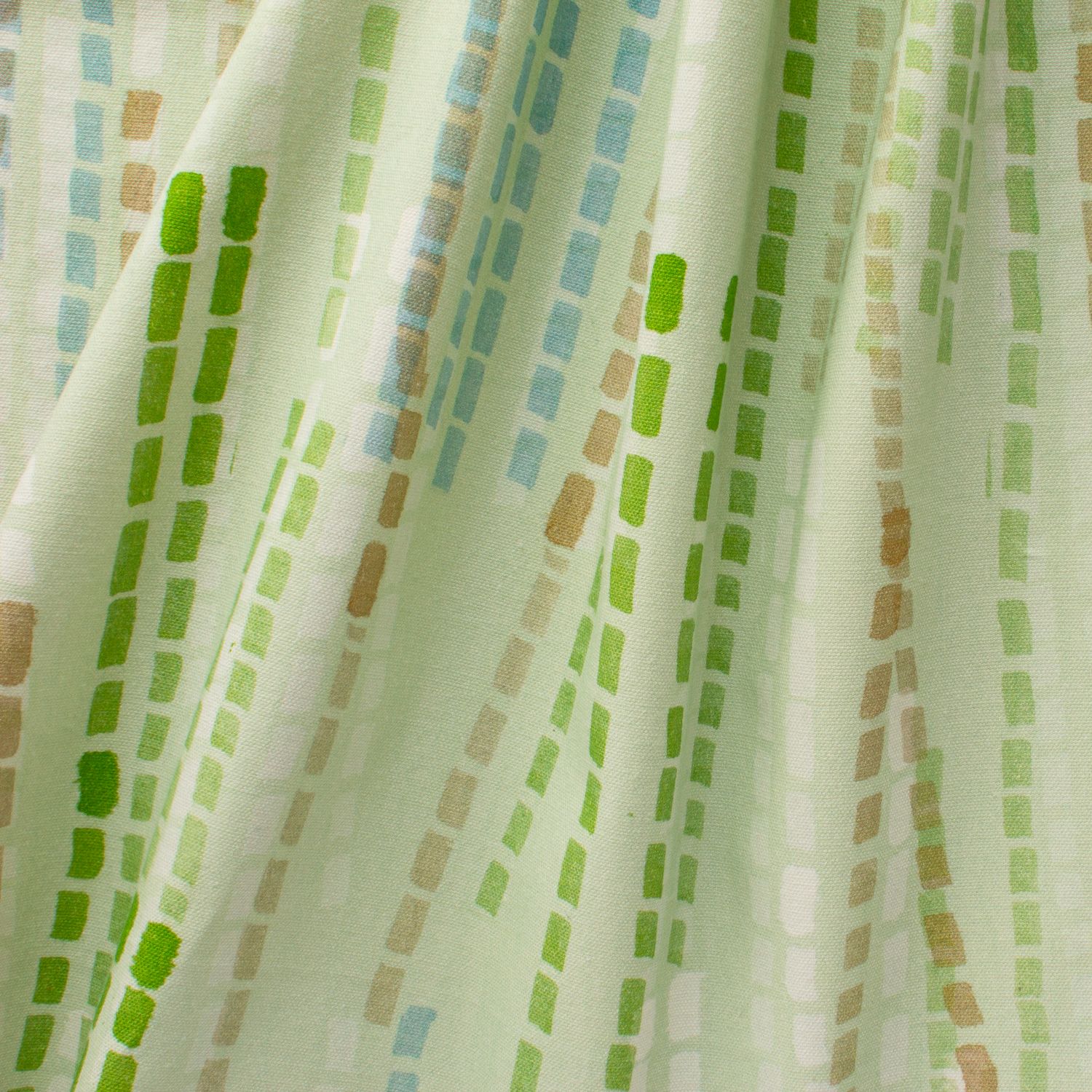 Swan Leaf fabric pattern on cotton-linen showing flowing vertical design in green