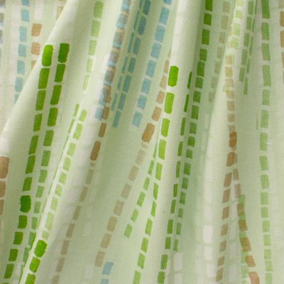 Swan Leaf fabric pattern on cotton-linen showing flowing vertical design in green