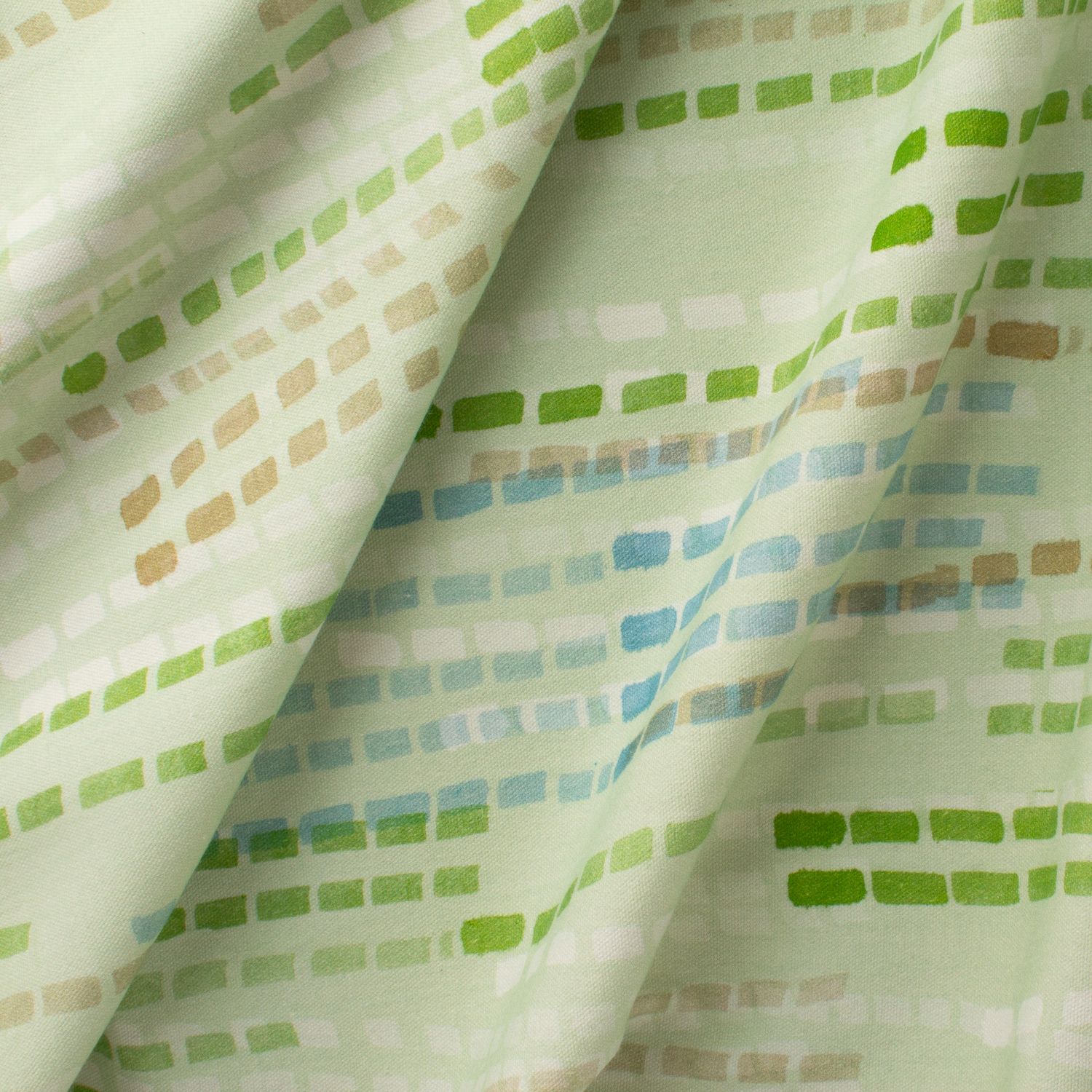 Swan Leaf fabric pattern on cotton-linen showing flowing vertical design in green